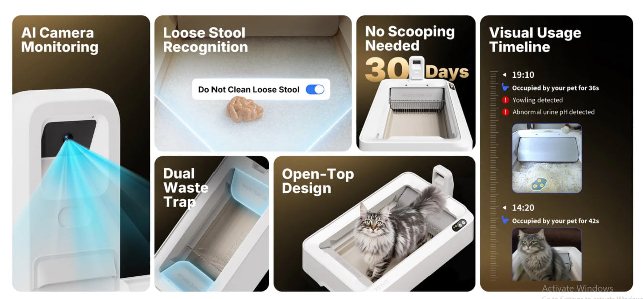 Purobot Crystal Duo Automatic Cat Litter Box with Camera