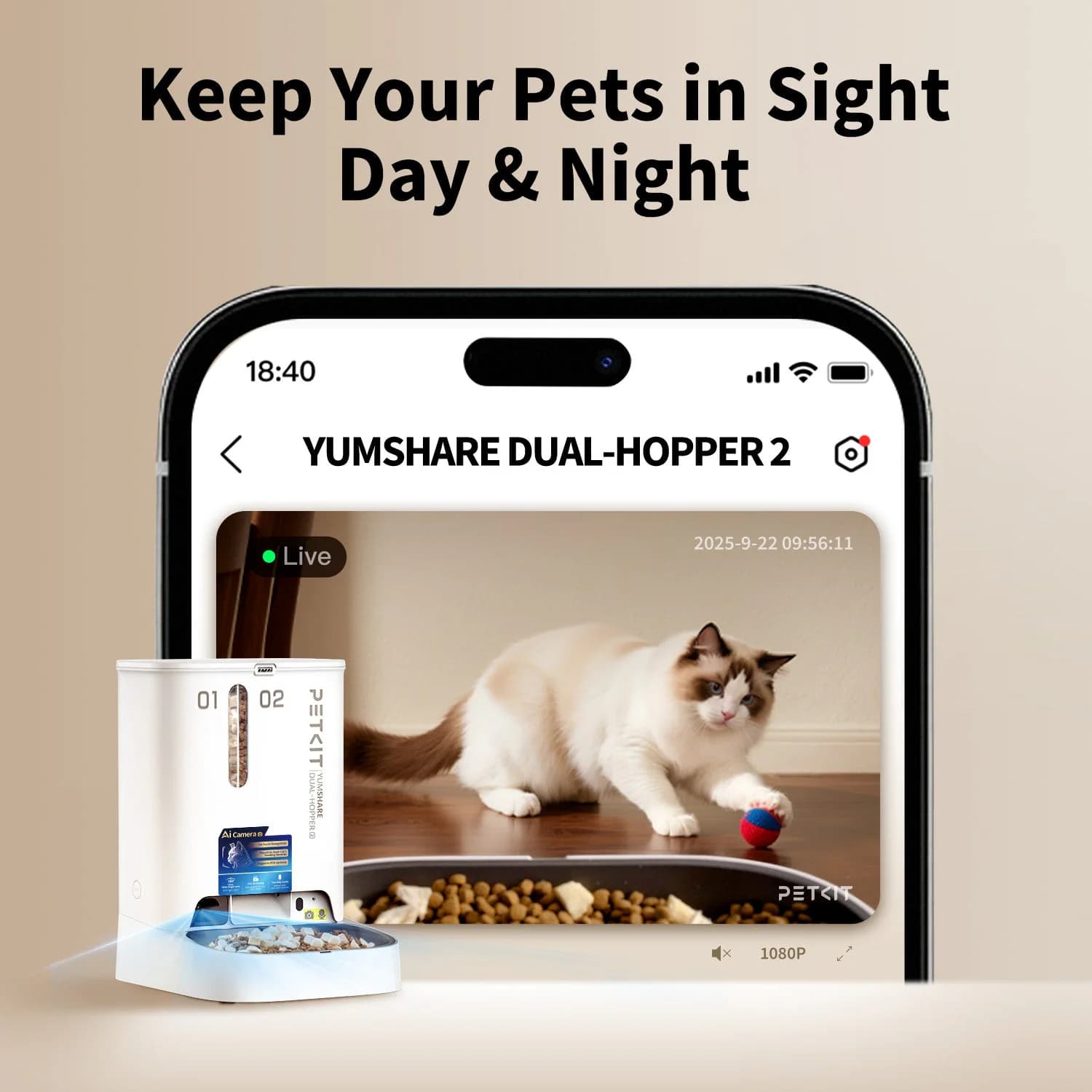 YumShare Dual-hopper 2 Automatic Feeder with Camera — product image 2