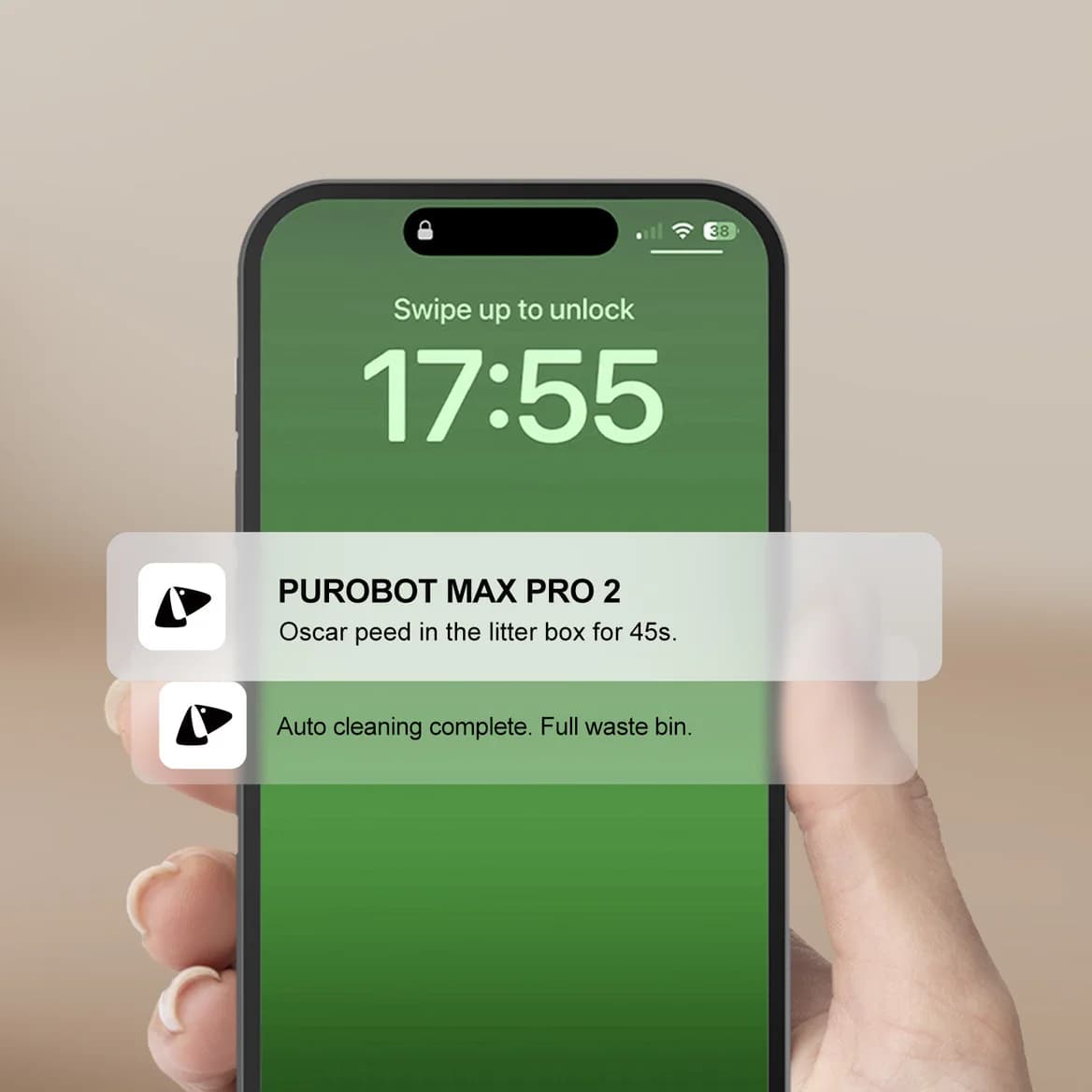Purobot Max Pro 2 app notifications