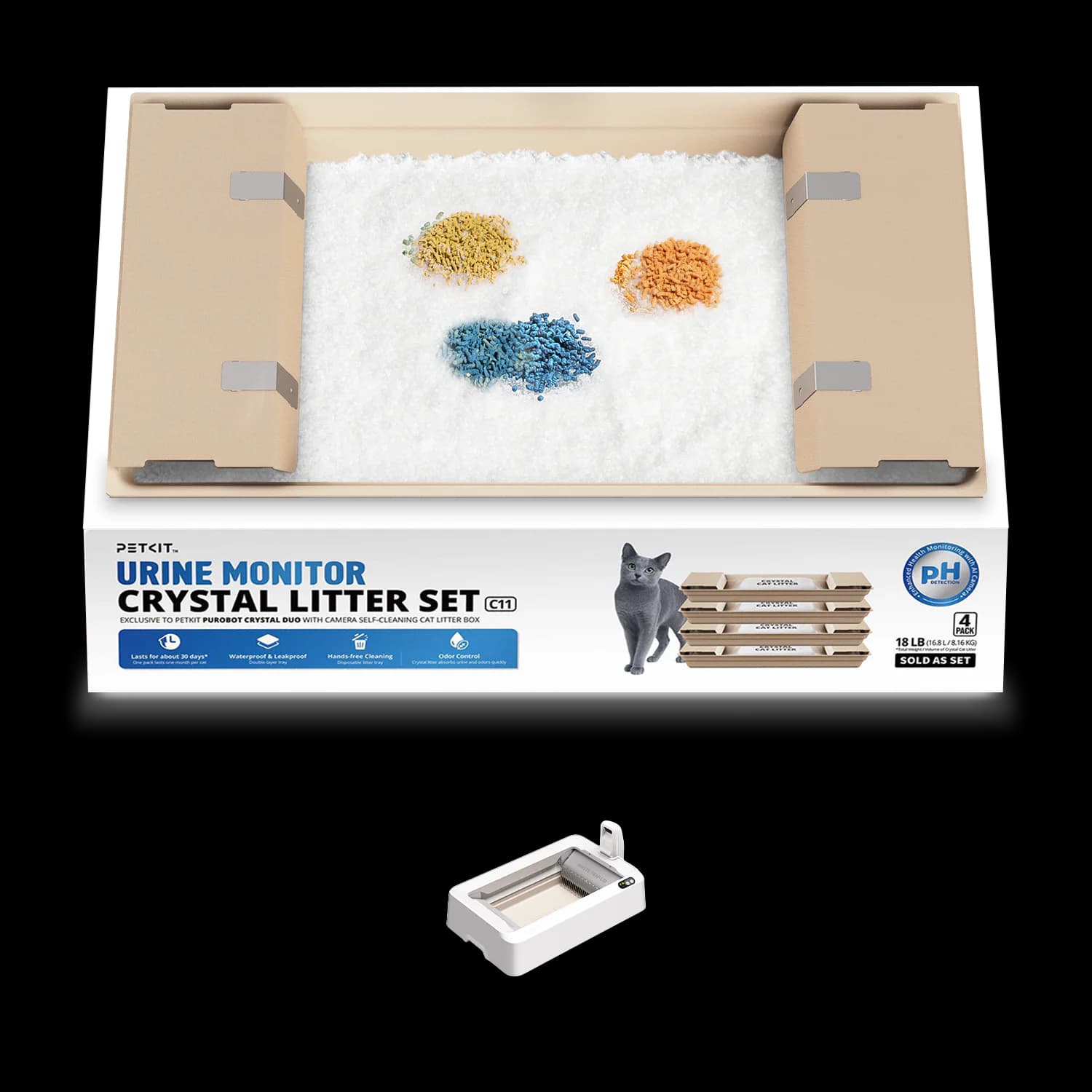 Urine Monitor Crystal Litter Set (pH Detection) - 4 Pack — product image 1