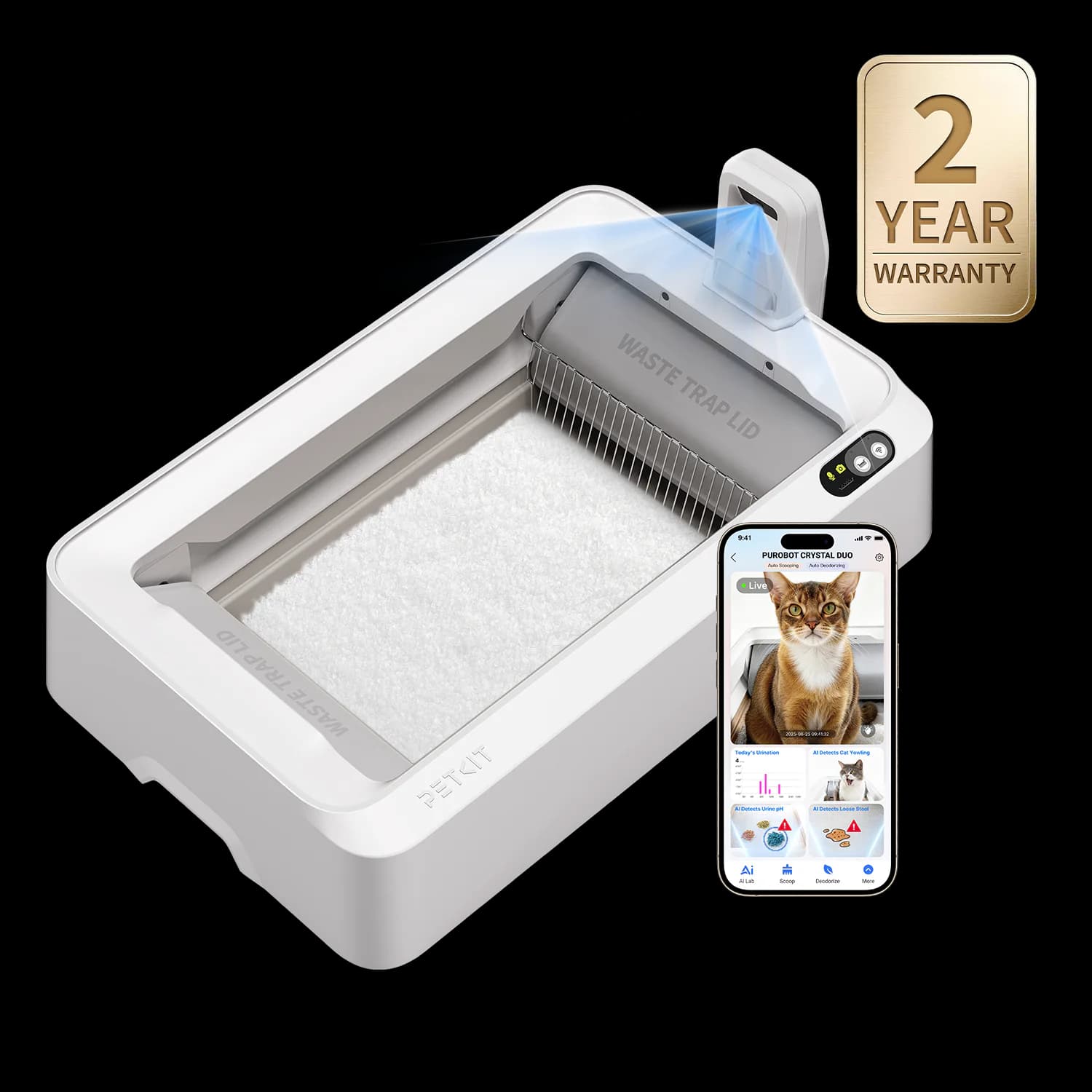 Purobot Crystal Duo Automatic Cat Litter Box with Camera — product image 1