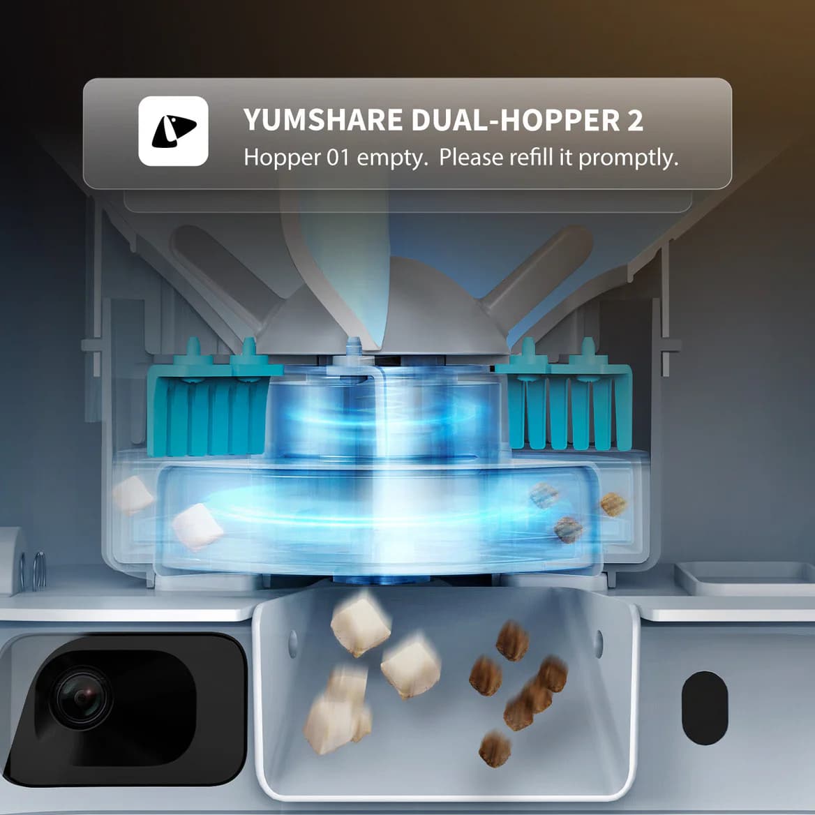 YumShare smooth dispensing and low-food alerts