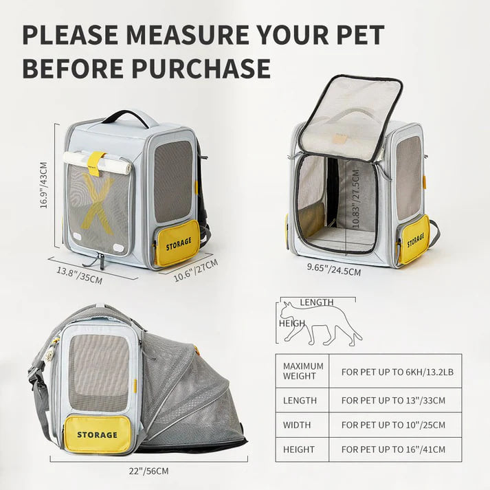 PETKIT Breezy X Zone Expandable Foldable Cat Carrier Backpack Dog Carrier Backpack