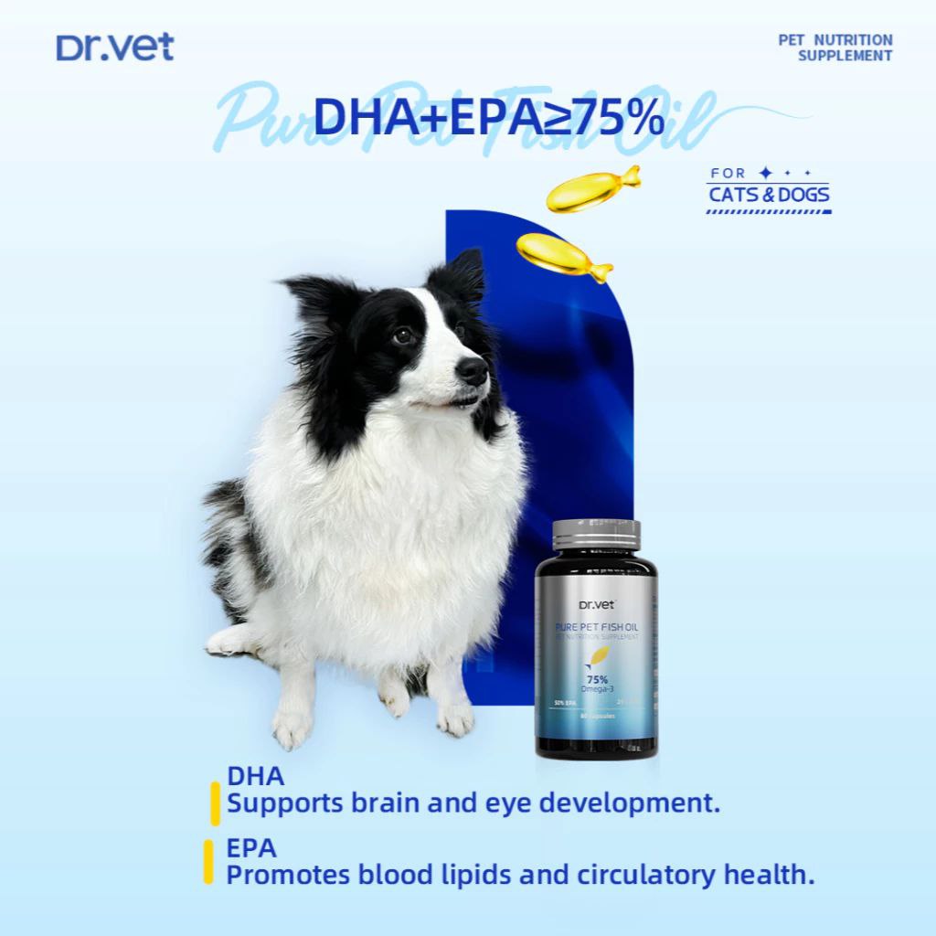 DR. VET 75% Pure Pet Fish Oil for Cats and Dogs (80 Tablets)