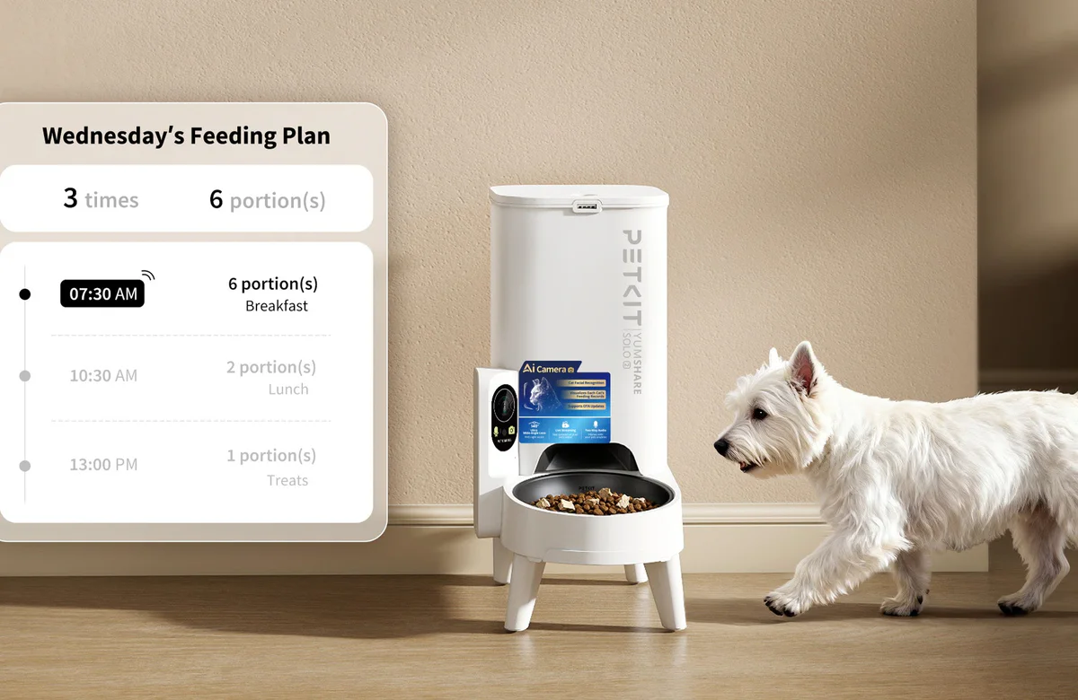 YUMSHARE SOLO 2 Automatic Cat Feeder dispensing food automatically for scheduled meals