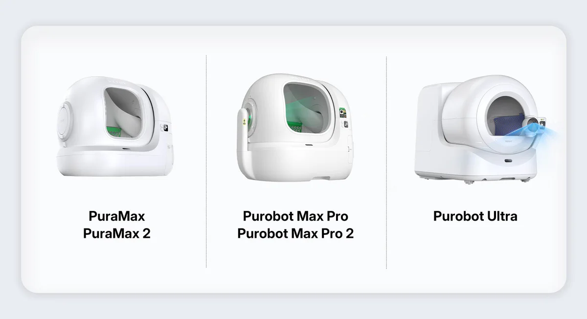 PETKIT self cleaning litter box lineup with Siri voice control including PuraMax and Purobot series models