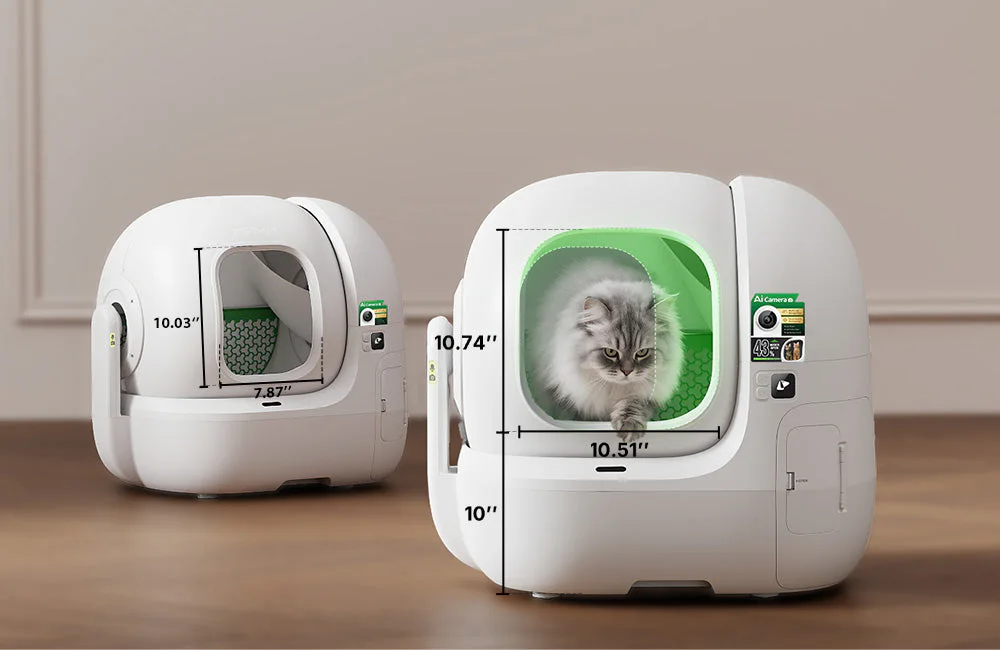 PUROBOT MAX PRO 2 large entry compared to PUROBOT MAX PRO, showing wider and more accessible cat litter box opening