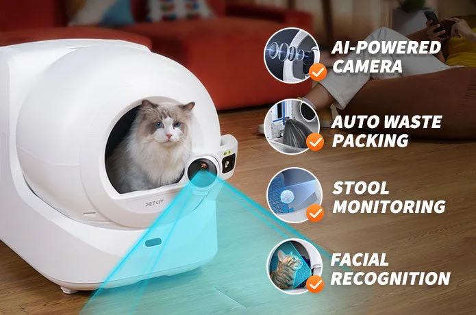 Feature highlights of the AI Cat Litter Box PUROBOT ULTRA.