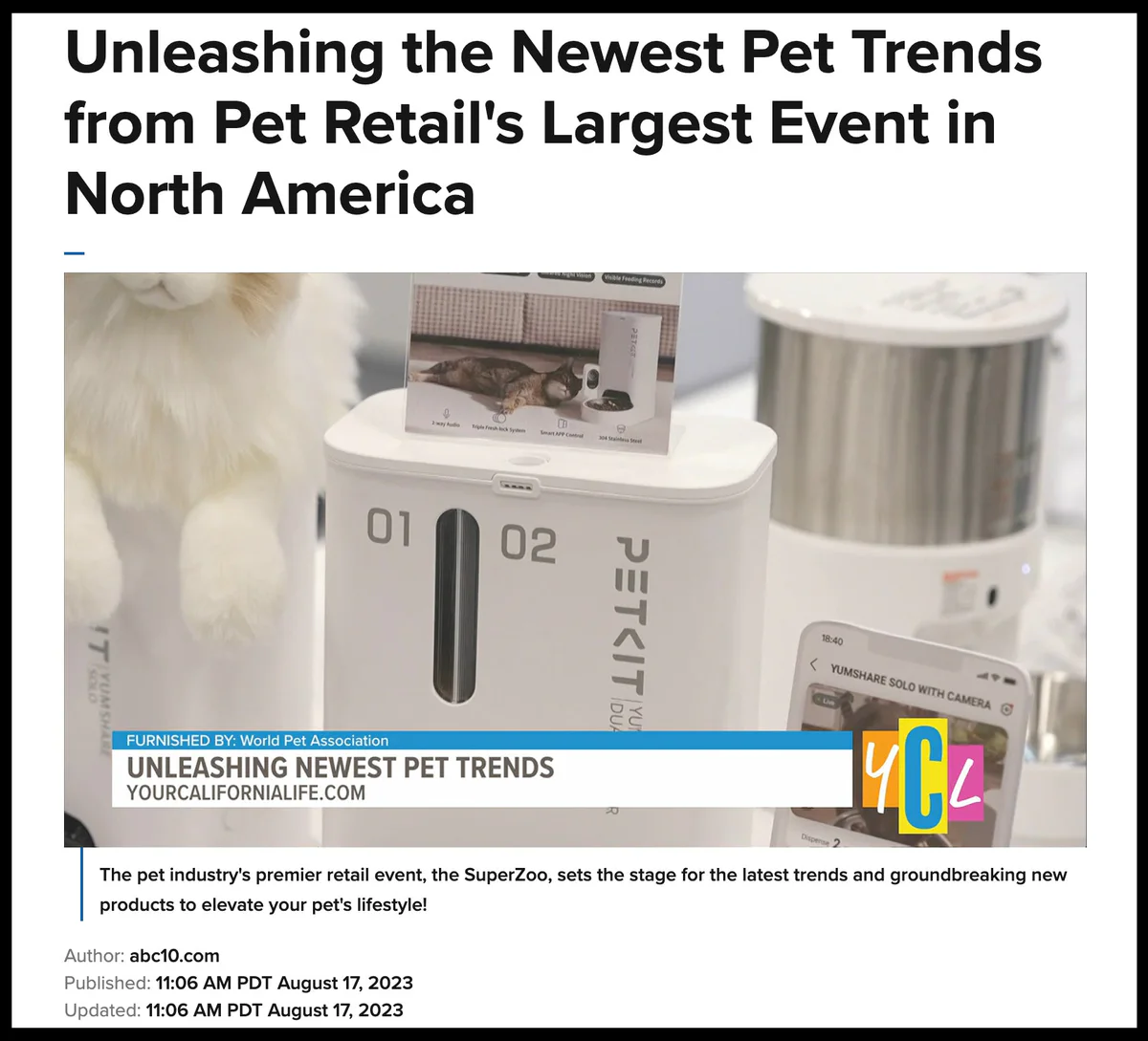 PETKIT YumShare Dual-hopper with Camera showcased on KXTV-TV.News